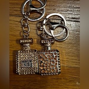 Parfum No. 5 Bottle Novelty Gold Crystal Keychain